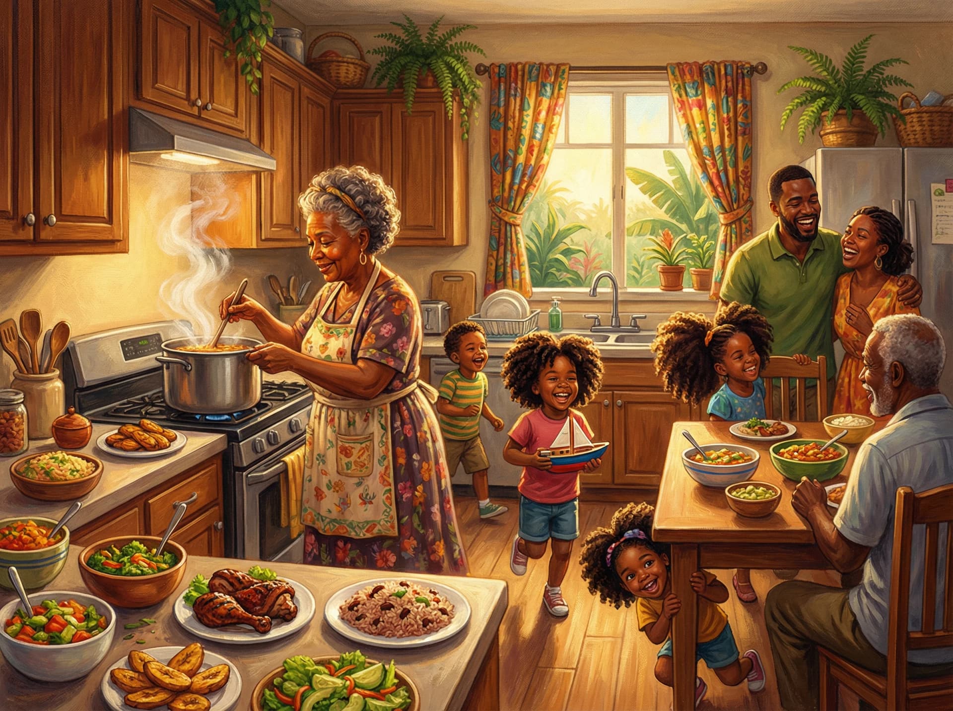 Caribbean heritage illustration showing rich cultural detail