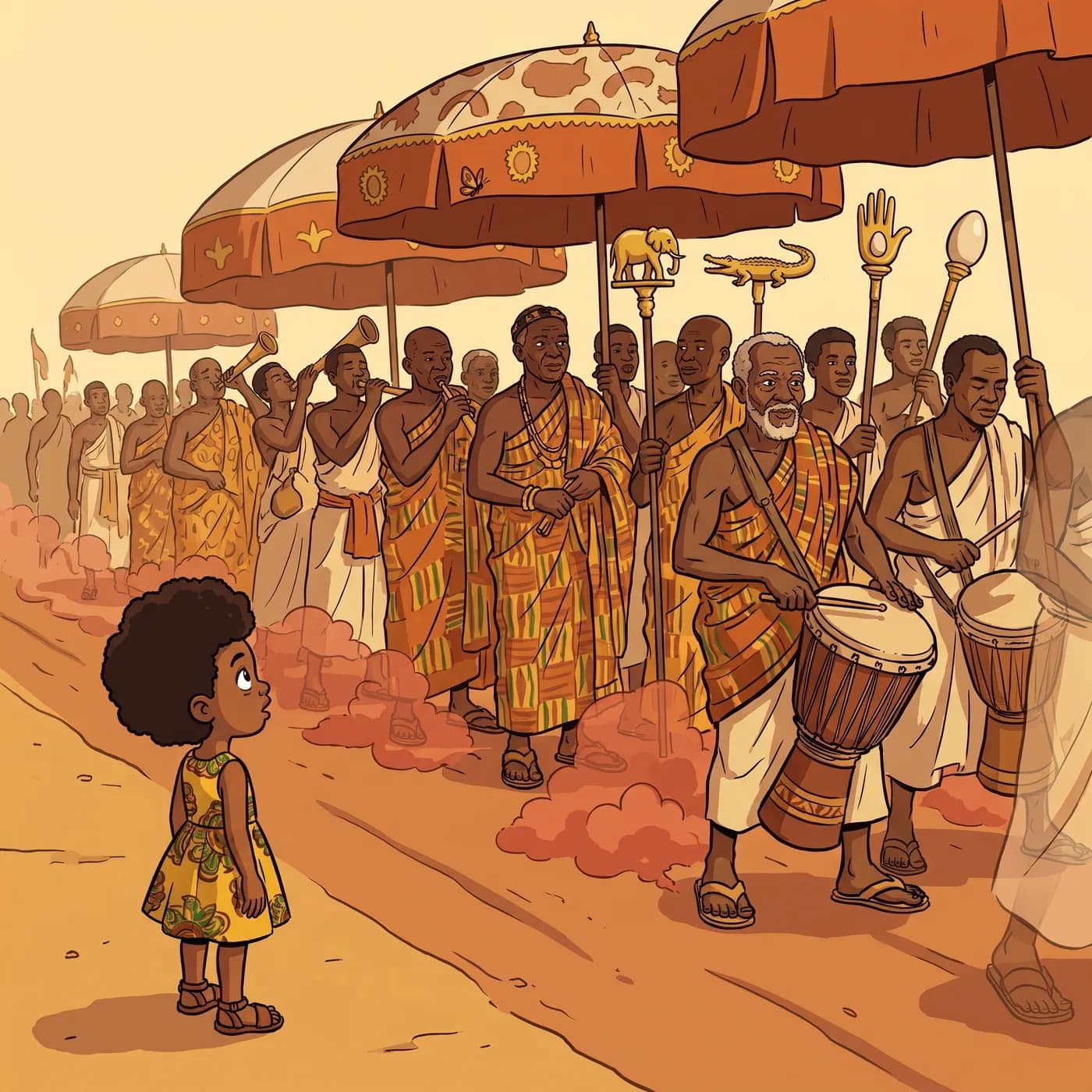 Ghanaian heritage illustration showing rich cultural detail