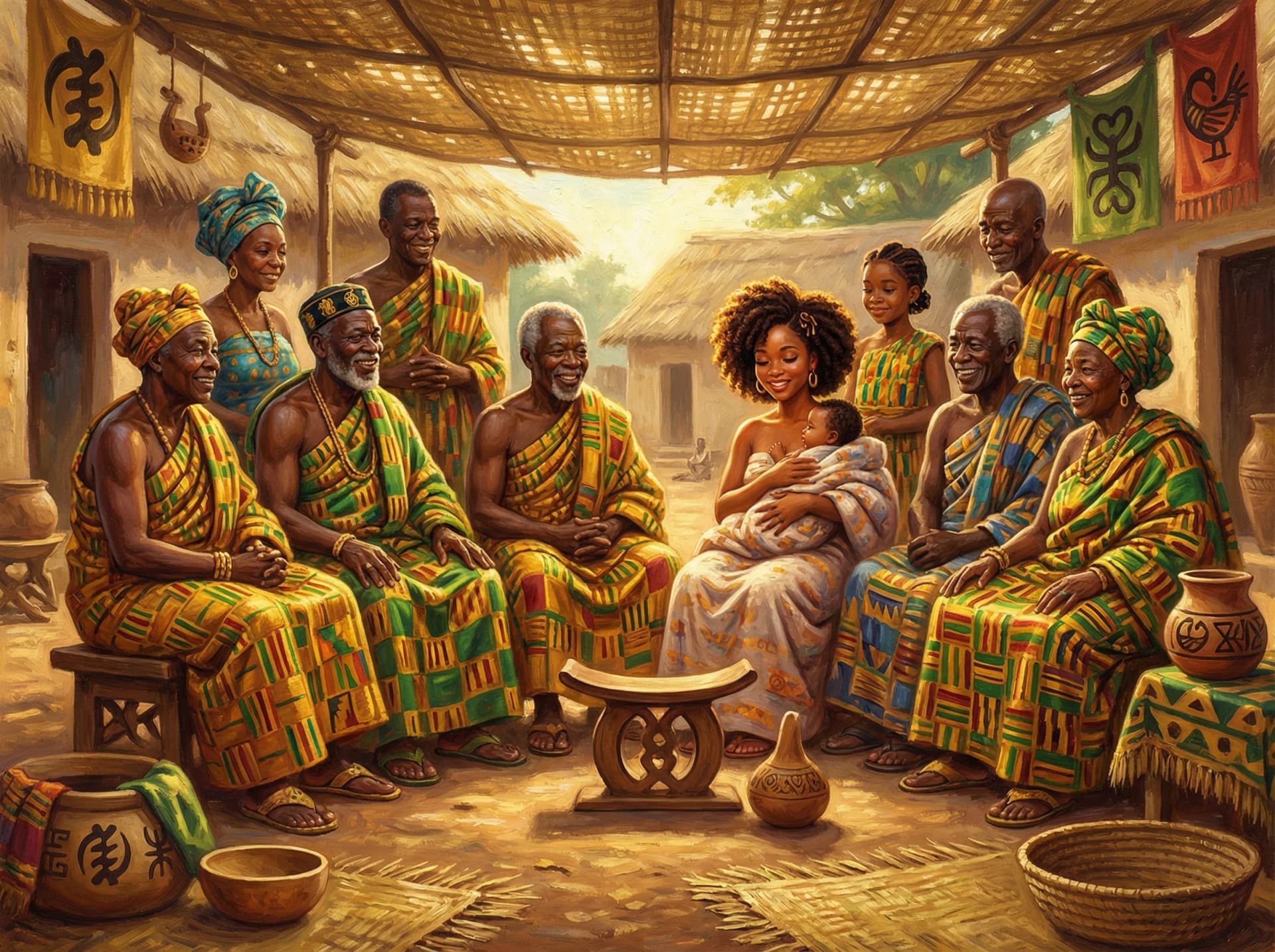 Ghanaian heritage illustration showing rich cultural detail