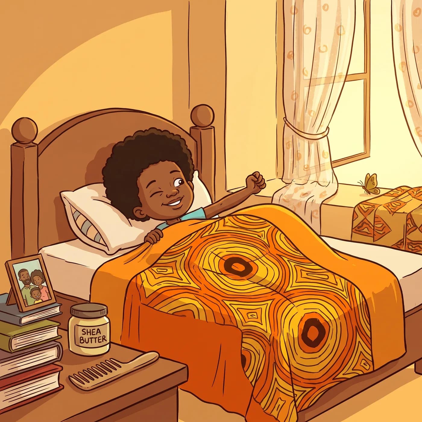 Saturday morning light, the child waking up smiling