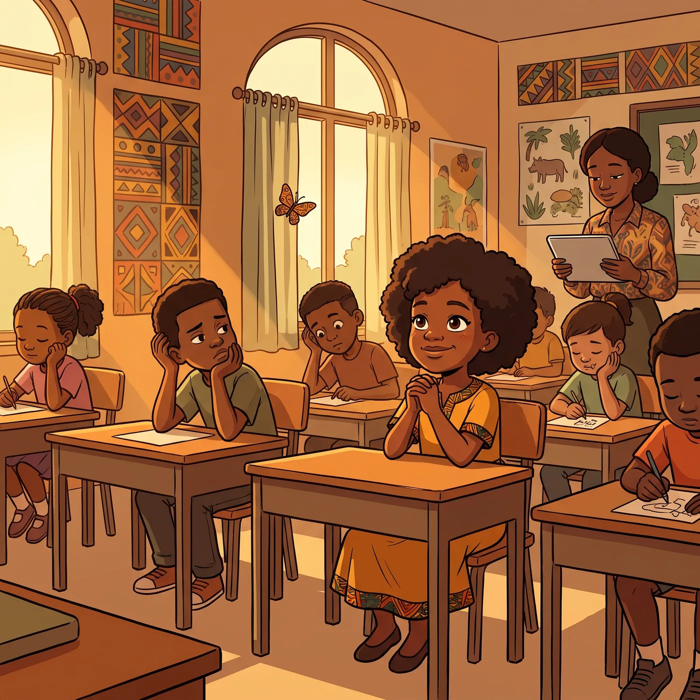 The child in class, answering the register with quiet certainty